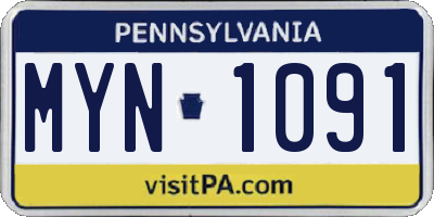 PA license plate MYN1091