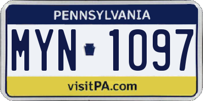 PA license plate MYN1097