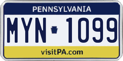PA license plate MYN1099