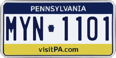 PA license plate MYN1101