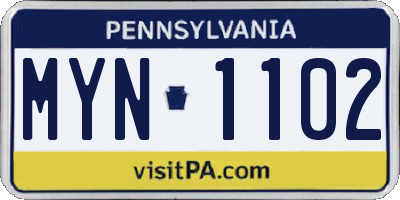 PA license plate MYN1102