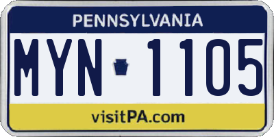 PA license plate MYN1105