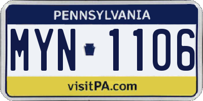 PA license plate MYN1106