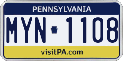PA license plate MYN1108