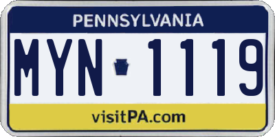 PA license plate MYN1119