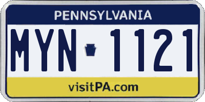 PA license plate MYN1121