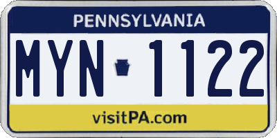 PA license plate MYN1122