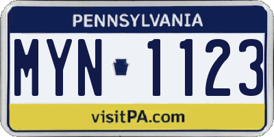 PA license plate MYN1123