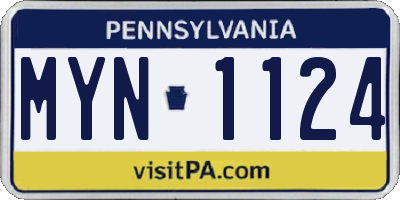 PA license plate MYN1124