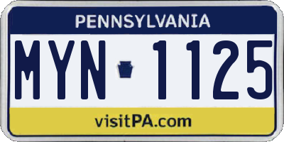 PA license plate MYN1125