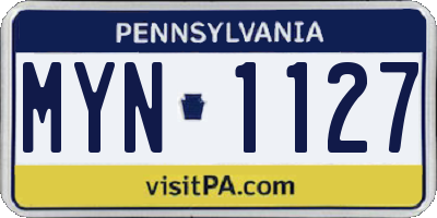PA license plate MYN1127