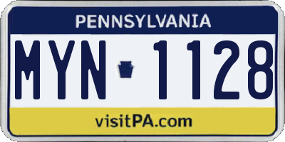 PA license plate MYN1128