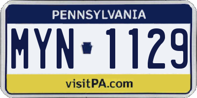 PA license plate MYN1129