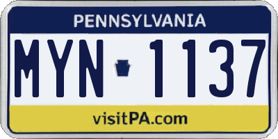 PA license plate MYN1137