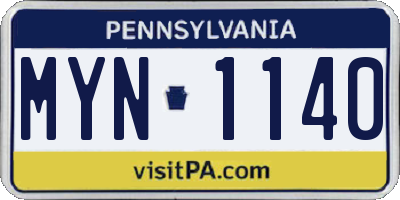 PA license plate MYN1140