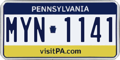 PA license plate MYN1141