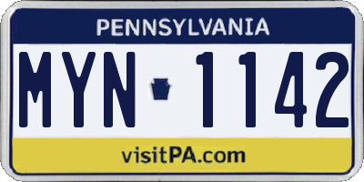 PA license plate MYN1142