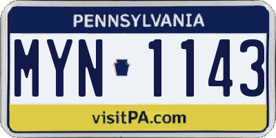 PA license plate MYN1143