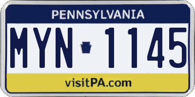 PA license plate MYN1145