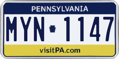 PA license plate MYN1147