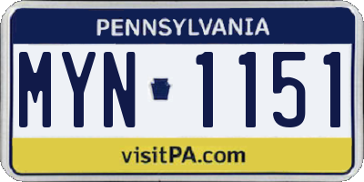 PA license plate MYN1151