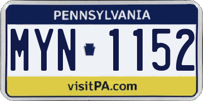 PA license plate MYN1152