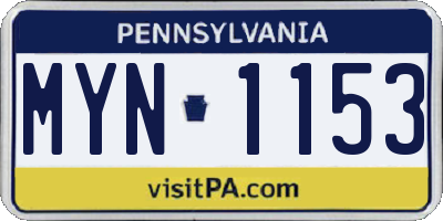 PA license plate MYN1153