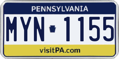PA license plate MYN1155