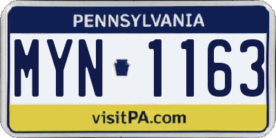 PA license plate MYN1163