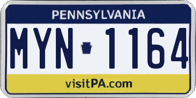 PA license plate MYN1164