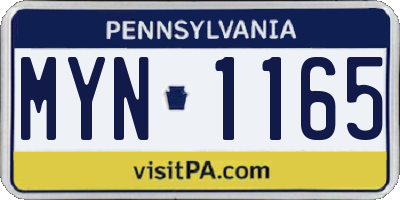PA license plate MYN1165