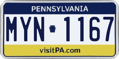 PA license plate MYN1167
