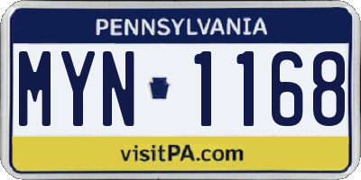 PA license plate MYN1168
