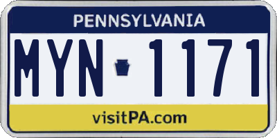 PA license plate MYN1171