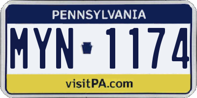 PA license plate MYN1174
