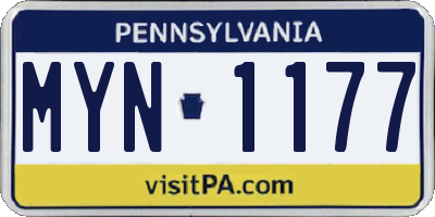 PA license plate MYN1177