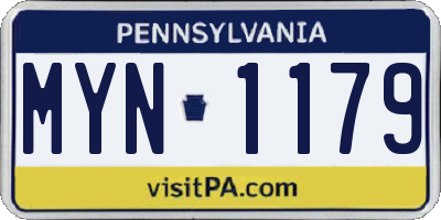 PA license plate MYN1179