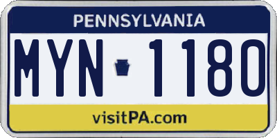 PA license plate MYN1180