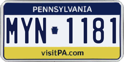 PA license plate MYN1181