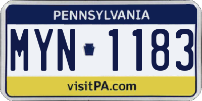 PA license plate MYN1183