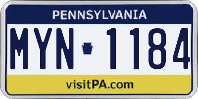 PA license plate MYN1184