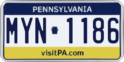 PA license plate MYN1186