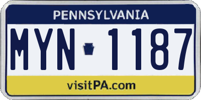 PA license plate MYN1187
