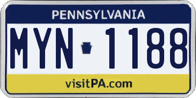 PA license plate MYN1188
