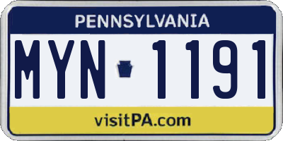 PA license plate MYN1191