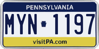 PA license plate MYN1197