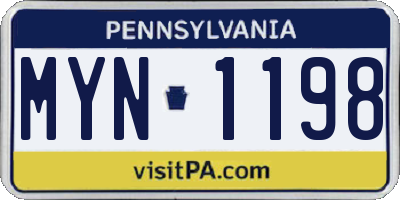 PA license plate MYN1198
