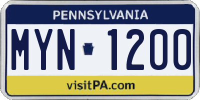 PA license plate MYN1200