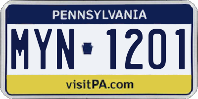 PA license plate MYN1201
