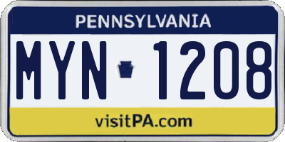 PA license plate MYN1208